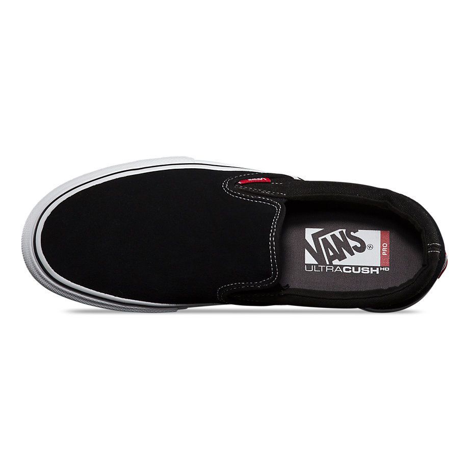 Vans black pro slip on online