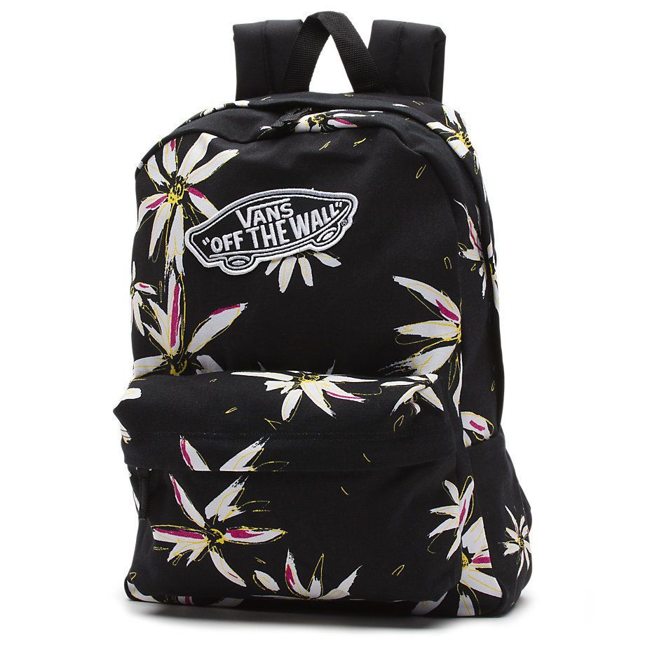 Vans realm backpack black and white outlet