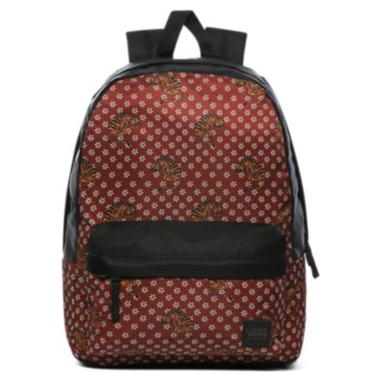 Рюкзак городской Vans Deana III Tiger Floral женский на молнии с одним отделением красный