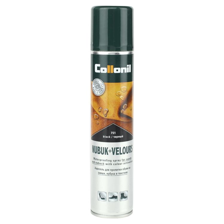 Спрей для обуви Collonil Nubuk&Velours, для замши, велюра, нубука, цвет: черный, 200 мл